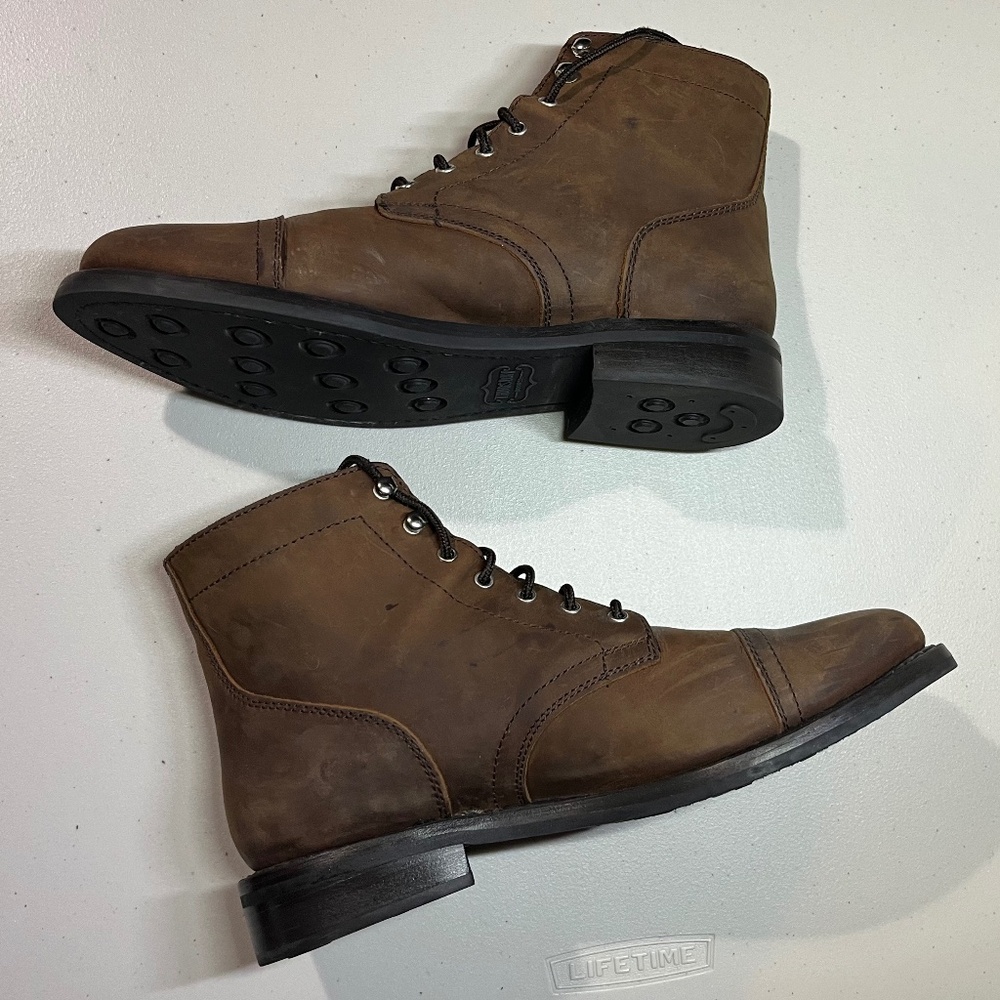 Women’s size 12 Thursday brown suede leather ankle boots, lace up